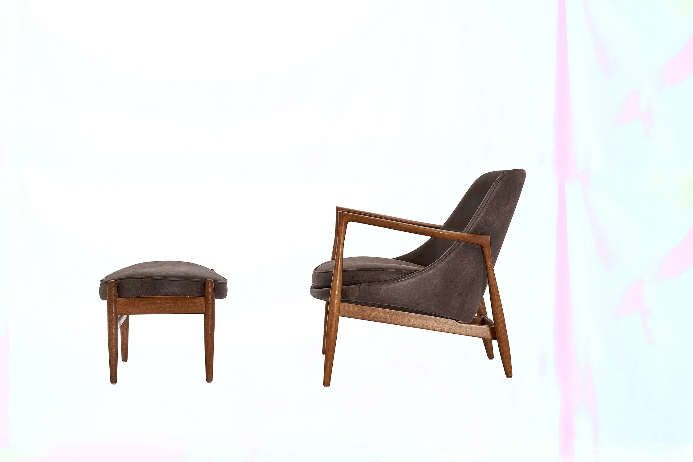 Ib Kofod Larsen Elizabeth Chair and Ottoman by Christensen and
